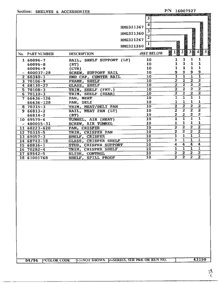 Shelves And Accessories Page 2 Diagram and Parts List for HMG321267  Admiral Refrigerator
