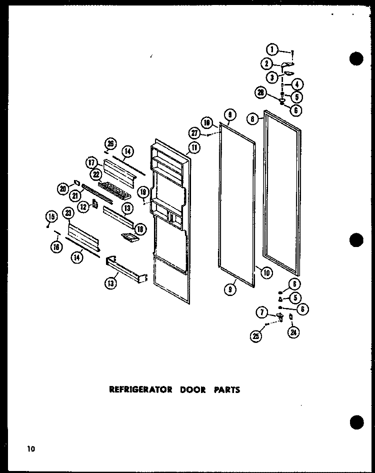 REF DOOR PARTS Diagram and Parts List for SRI-22E P7410011W Amana Refrigerator