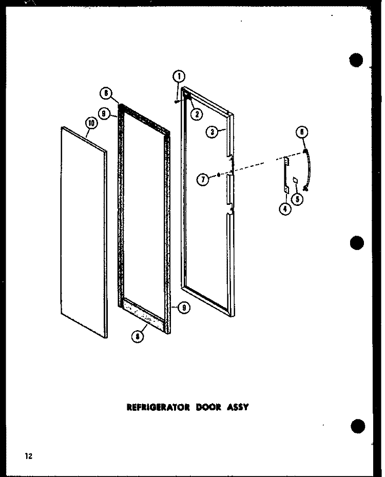 REF DOOR ASSY Diagram and Parts List for SRI-22E P7410011W Amana Refrigerator