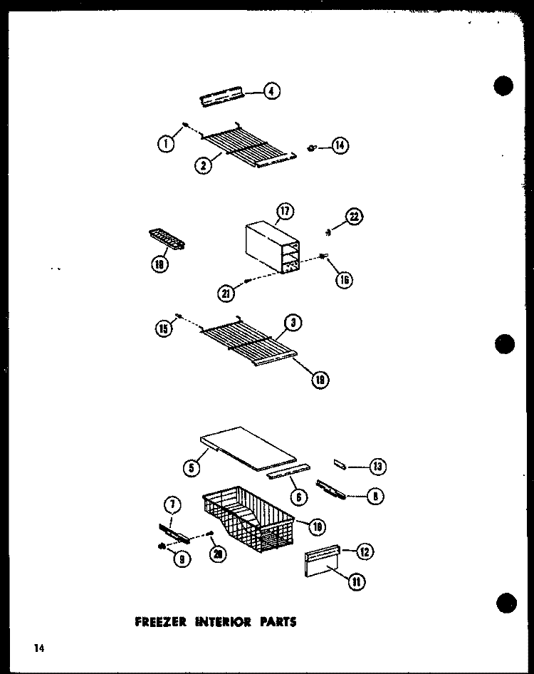 FZ INTERIOR PARTS Diagram and Parts List for SRI-22E P7410011W Amana Refrigerator