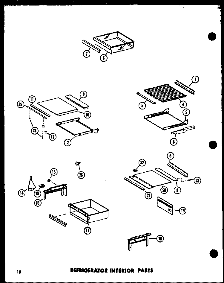 REF INTERIOR PARTS Diagram and Parts List for SRI-22E P7410011W Amana Refrigerator