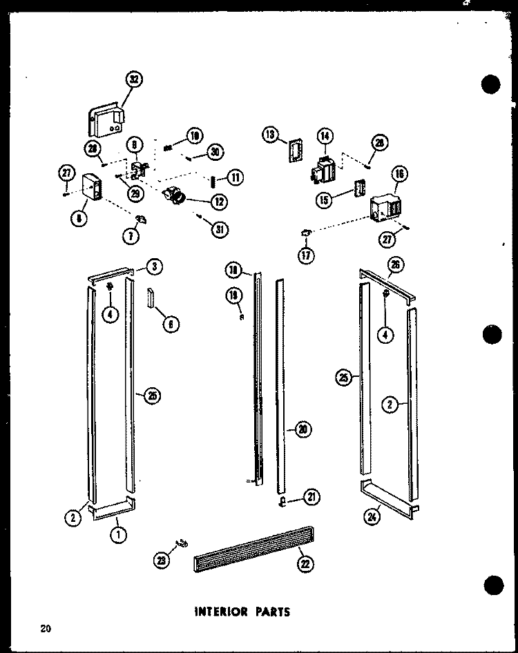 INTERIOR PARTS Diagram and Parts List for SRI-22E P7410011W Amana Refrigerator