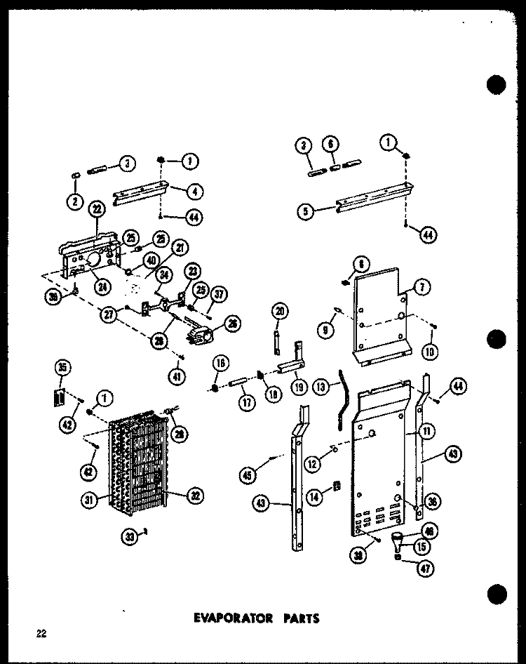 EVAP PARTS Diagram and Parts List for SRI-22E P7410011W Amana Refrigerator