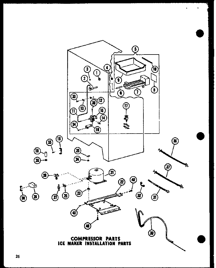 COMP PARTS ICE MAKER INSTALLATION PARTS Diagram and Parts List for SRI-22E P7410011W Amana Refrigerator