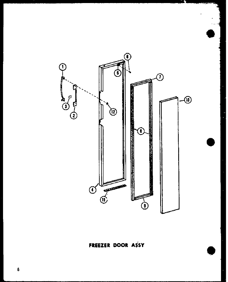 FZ DOOR ASSY Diagram and Parts List for SRI-22E-A P7487011W A Amana Refrigerator