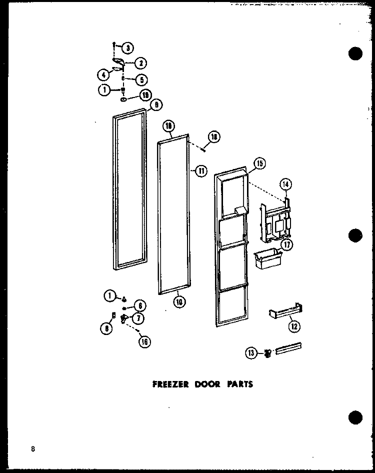 FZ DOOR PARTS Diagram and Parts List for SRI-22E-A P7487011W A Amana Refrigerator
