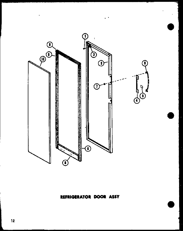 REF DOOR ASSY Diagram and Parts List for SRI-22E-A P7487011W A Amana Refrigerator