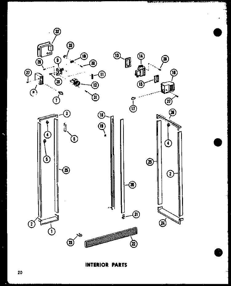INTERIOR PARTS Diagram and Parts List for SRI-22E-A P7487011W A Amana Refrigerator