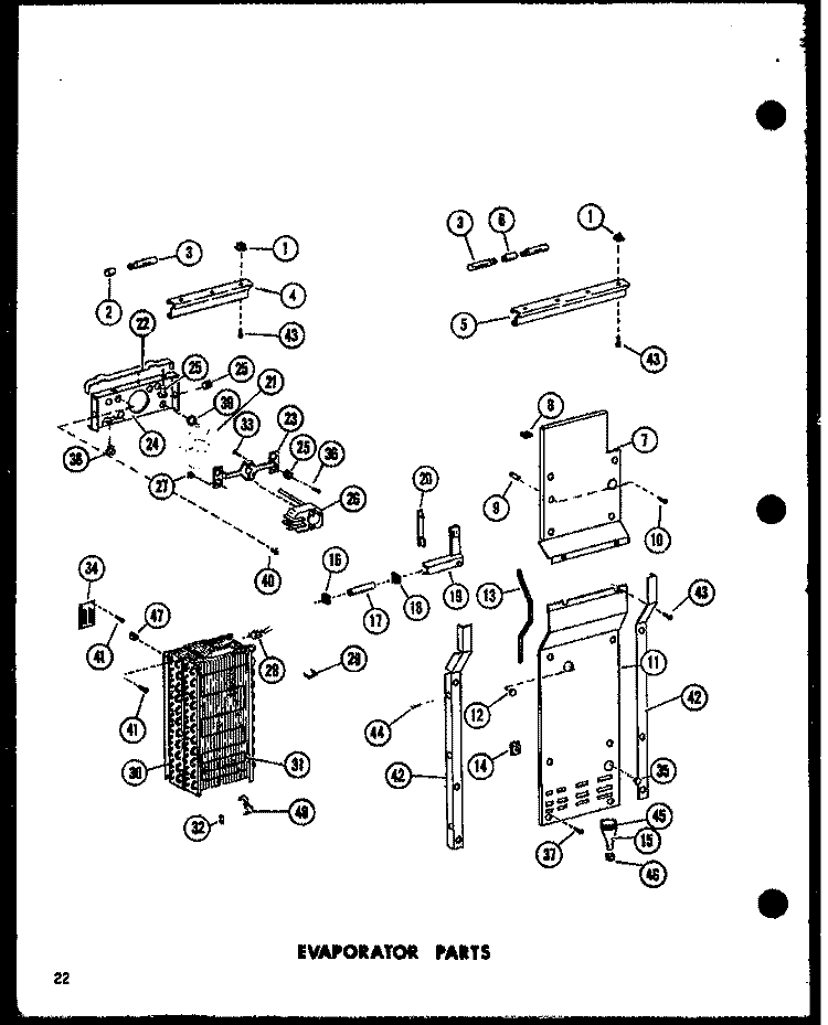 EVAP PARTS Diagram and Parts List for SRI-22E-A P7487011W A Amana Refrigerator