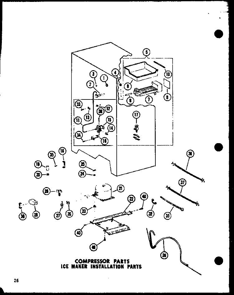 COMP PARTS ICE MAKER INSTALLATION PARTS Diagram and Parts List for SRI-22E-A P7487011W A Amana Refrigerator