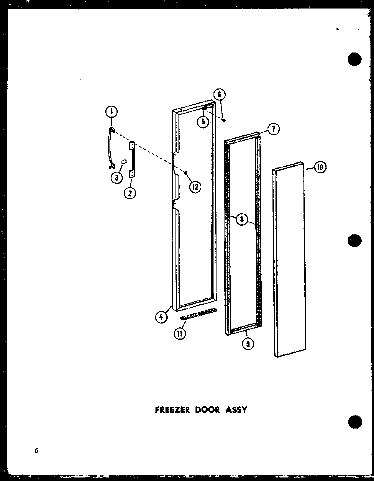 FZ DOOR ASSY Diagram and Parts List for SRI-22E P7487021W Amana Refrigerator