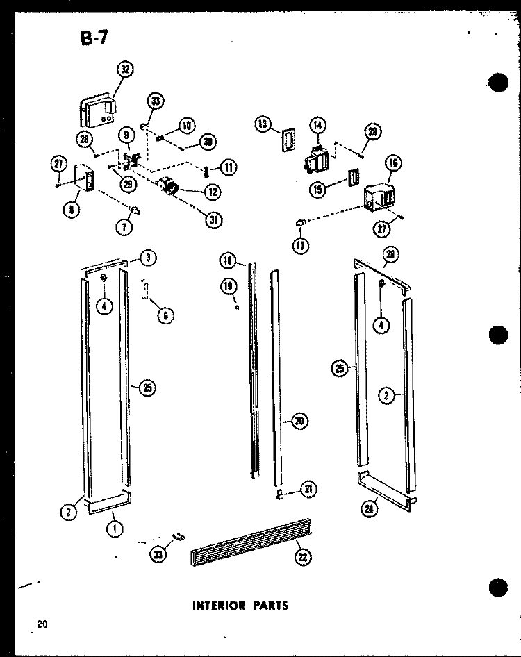 INTERIOR PARTS Diagram and Parts List for SRI22E-1 P7487026W Amana Refrigerator