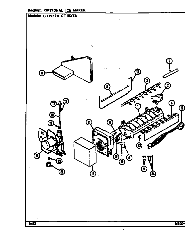 Optional Ice Maker Diagram and Parts List for CT19X7W DC67A Crosley Refrigerator