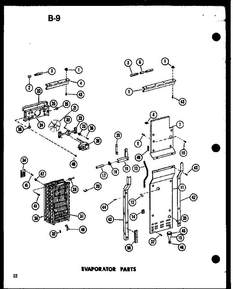 EVAP PARTS Diagram and Parts List for SRI22E-1 P7487026W Amana Refrigerator