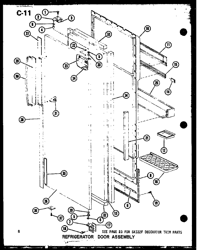 REF DOOR ASSY Diagram and Parts List for SRI22F-L P7540005W L Amana Refrigerator