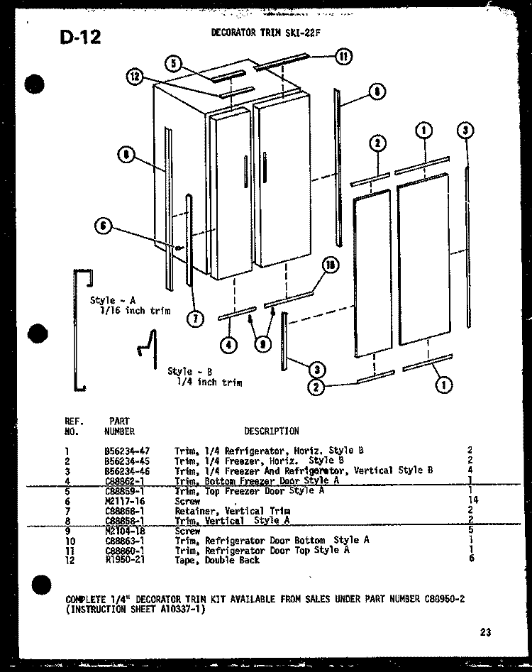 Page 10 Diagram and Parts List for SKI22FL P7540011W L Amana Refrigerator