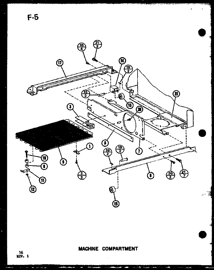 MACHINE COMPARTMENT Diagram and Parts List for SL22F-L P7540013W L Amana Refrigerator
