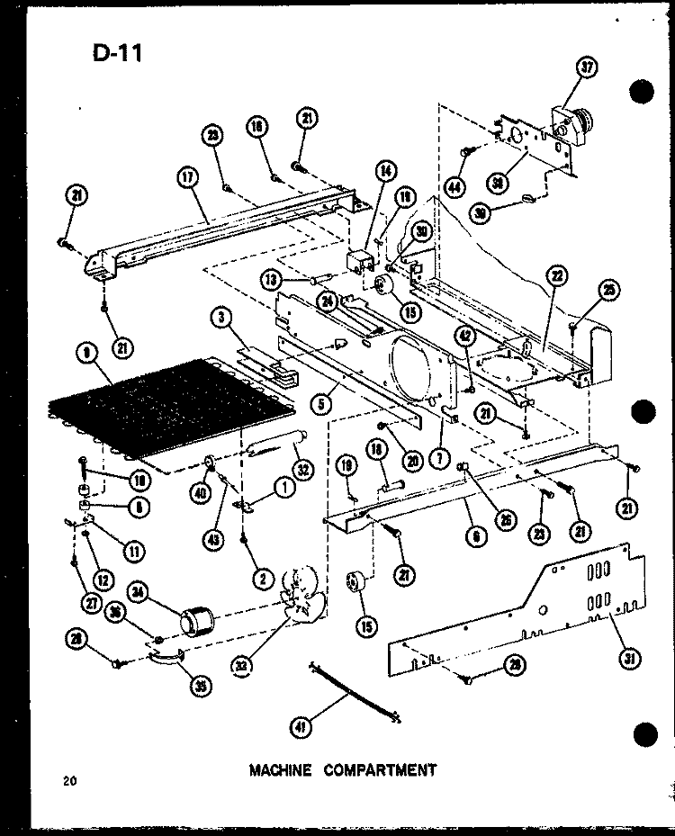MACHINE COMPARTMENT Diagram and Parts List for SLDI22F-1-G P7540014W G Amana Refrigerator