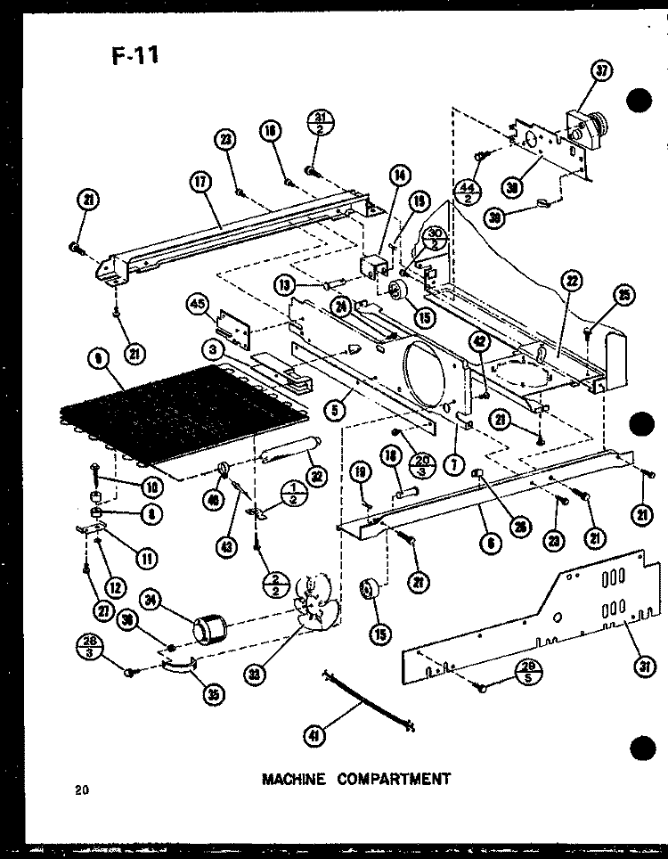 MACHINE COMPARTMENT Diagram and Parts List for SLDI22F-G P7540019W G Amana Refrigerator