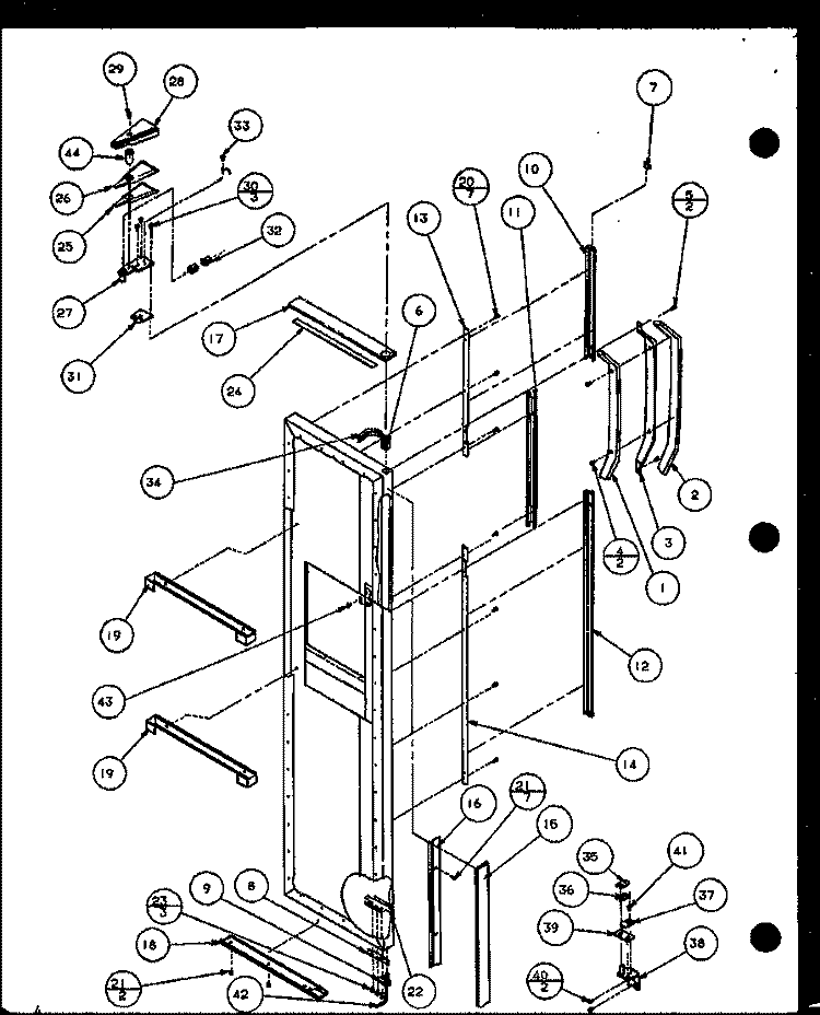 FZ DOOR HINGE AND TRIM PARTS Diagram and Parts List for SLDT25H P7836027W Amana Refrigerator