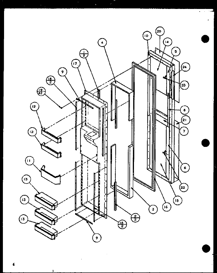 FZ DOOR Diagram and Parts List for SLDT25H P7836027W Amana Refrigerator