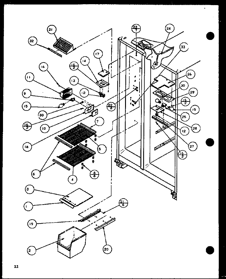 FZ SHELVING AND REF LIGHT Diagram and Parts List for SLDT25H P7836027W Amana Refrigerator