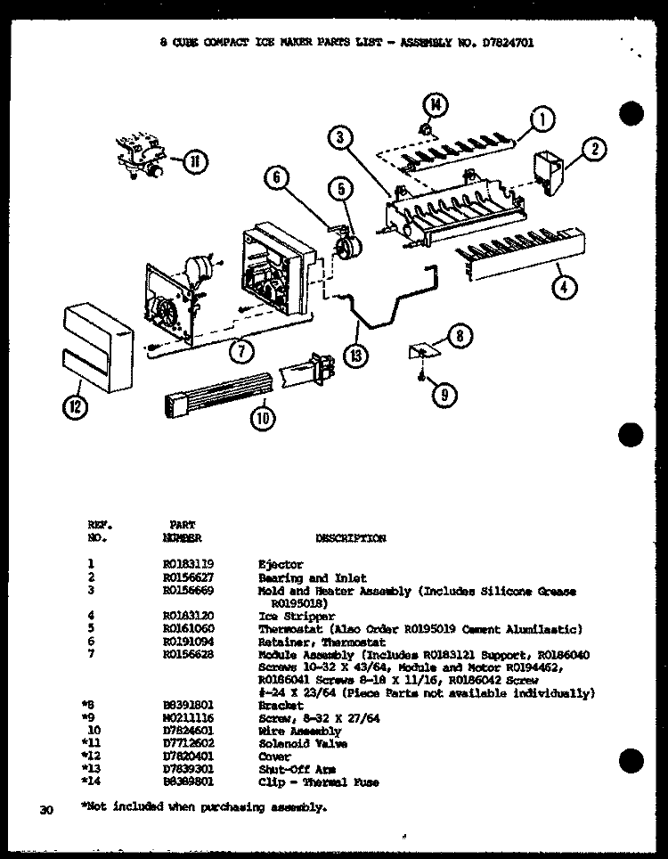 8 CUBE COMPACT ICE MAKER Diagram and Parts List for SLDT25H P7836027W Amana Refrigerator