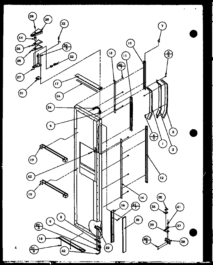 FZ DOOR HINGE AND TRIM PARTS Diagram and Parts List for SWPD25H P7836022W Amana Refrigerator