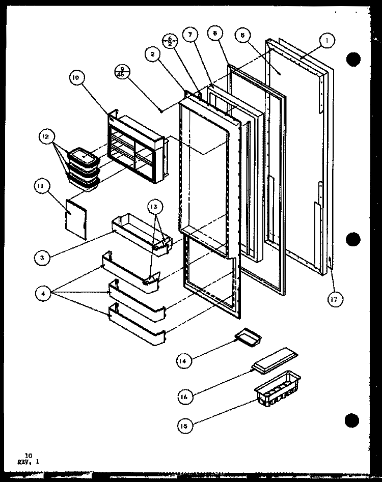 REF DOOR Diagram and Parts List for SWPD25H P7836022W Amana Refrigerator