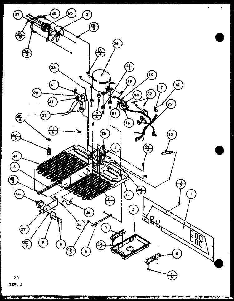 MACHINE COMPARTMENT Diagram and Parts List for SWPD25H P7836022W Amana Refrigerator