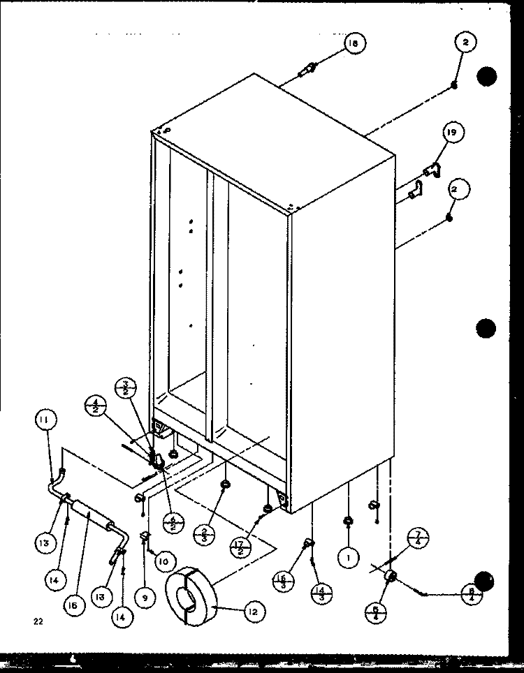 DRAIN AND ROLLERS Diagram and Parts List for SWPD25H P7836022W Amana Refrigerator