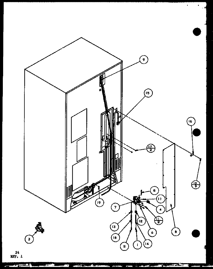 CABINET BACK Diagram and Parts List for SWPD25H P7836022W Amana Refrigerator