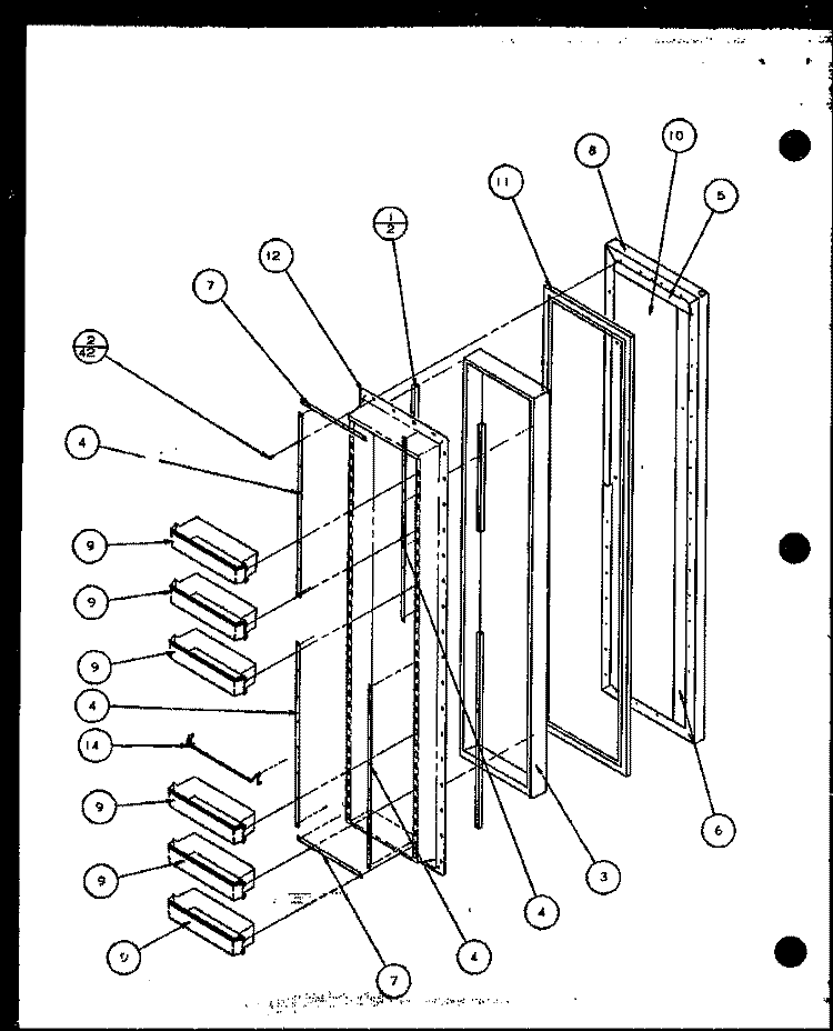 FZ DOOR Diagram and Parts List for SC19J P7804507W Amana Refrigerator