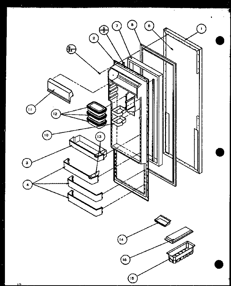 REF DOOR Diagram and Parts List for SC19J P7804507W Amana Refrigerator