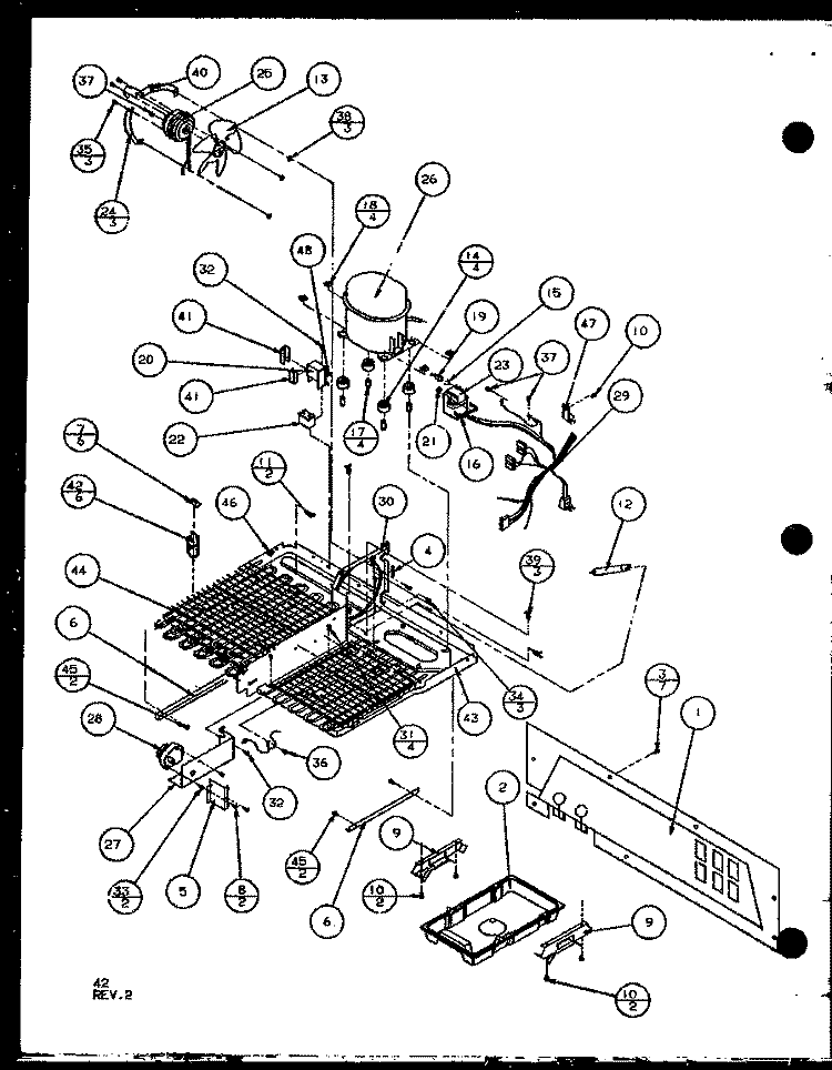 MACHINE COMPARTMENT Diagram and Parts List for SC22J P1104030W Amana Refrigerator