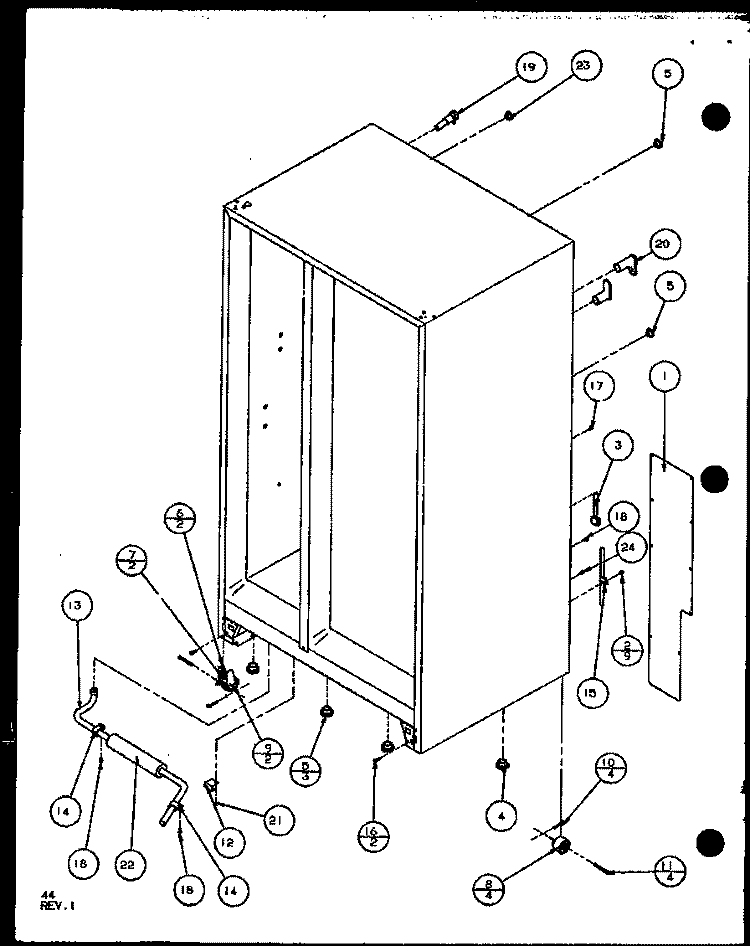 ROLLERS AND BACK Diagram and Parts List for SC22J P1104030W Amana Refrigerator