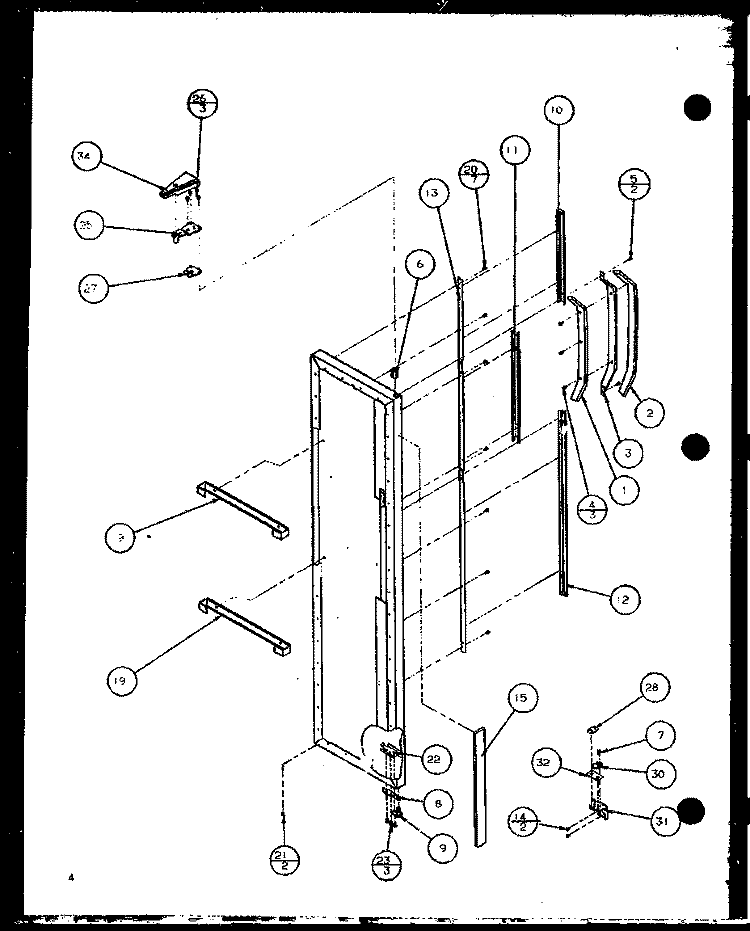 FZ DOOR HINGE AND TRIM PARTS Diagram and Parts List for SX22J P1104029W Amana Refrigerator