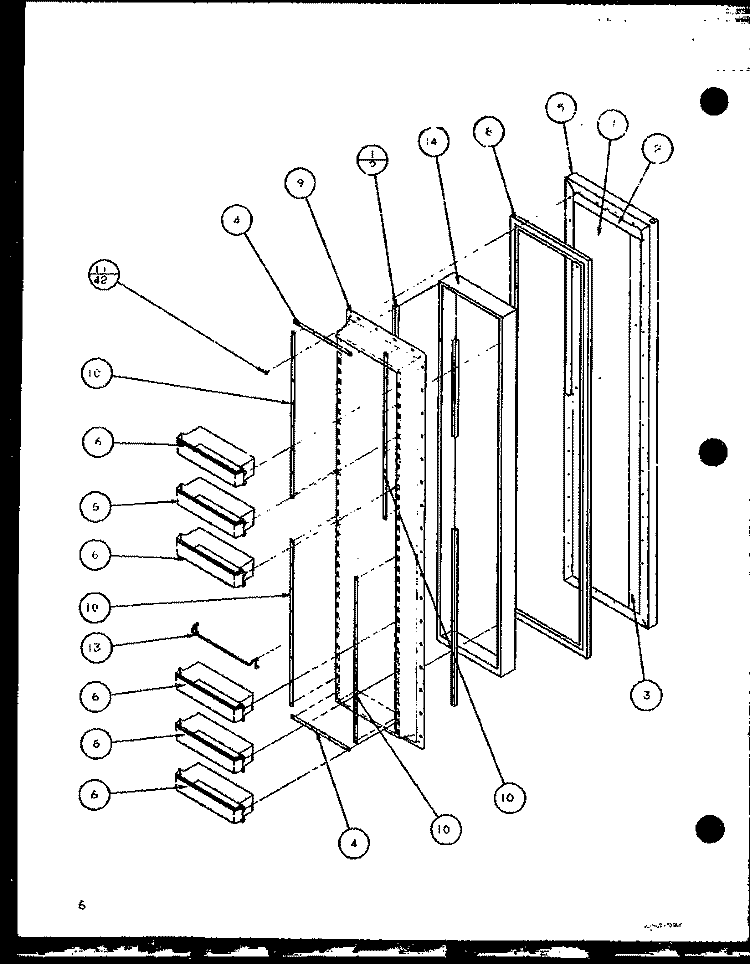 FZ DOOR Diagram and Parts List for SX22J P1104029W Amana Refrigerator