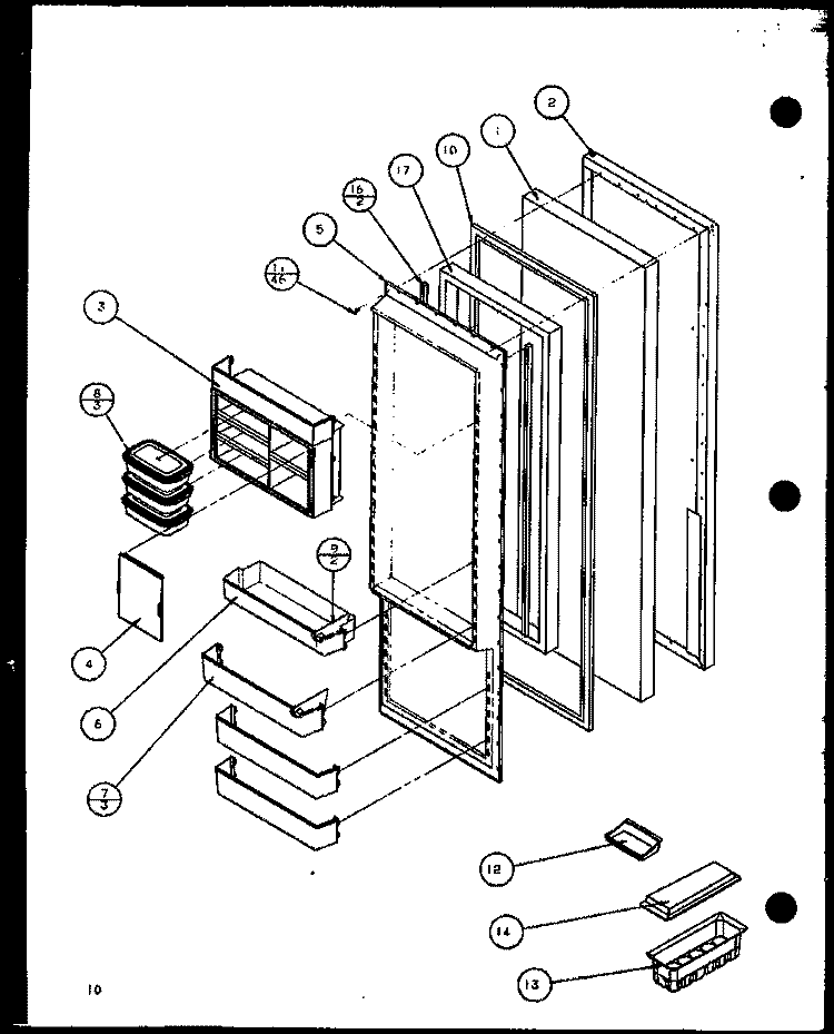 REF DOOR Diagram and Parts List for SX22J P1104029W Amana Refrigerator