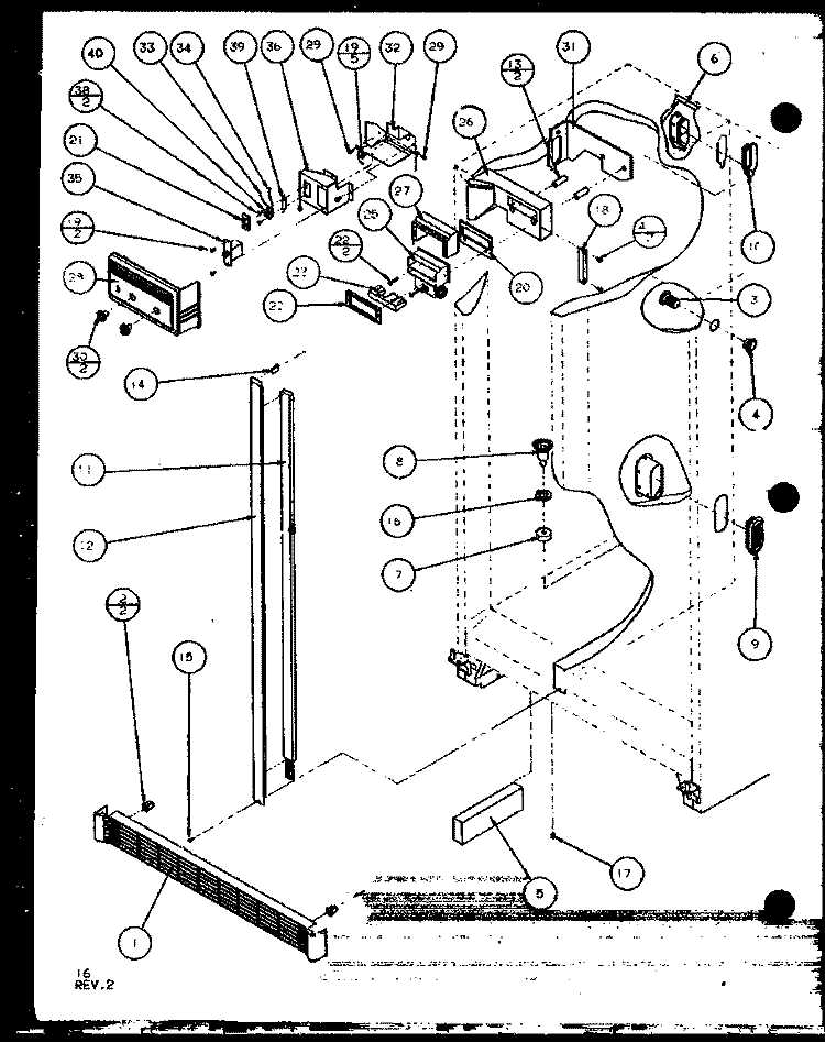 REF FZ CONTROL AND CABINET PARTS Diagram and Parts List for SX22J P1104029W Amana Refrigerator