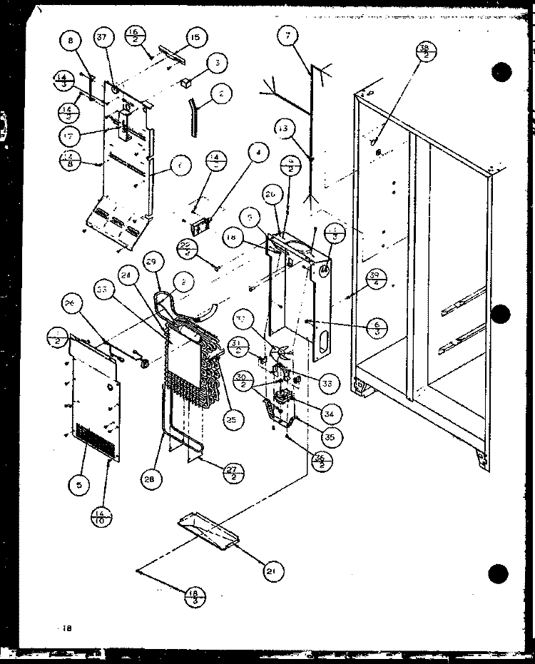 FZ EVAP AND AIR HANDLING Diagram and Parts List for SX22J P1104029W Amana Refrigerator