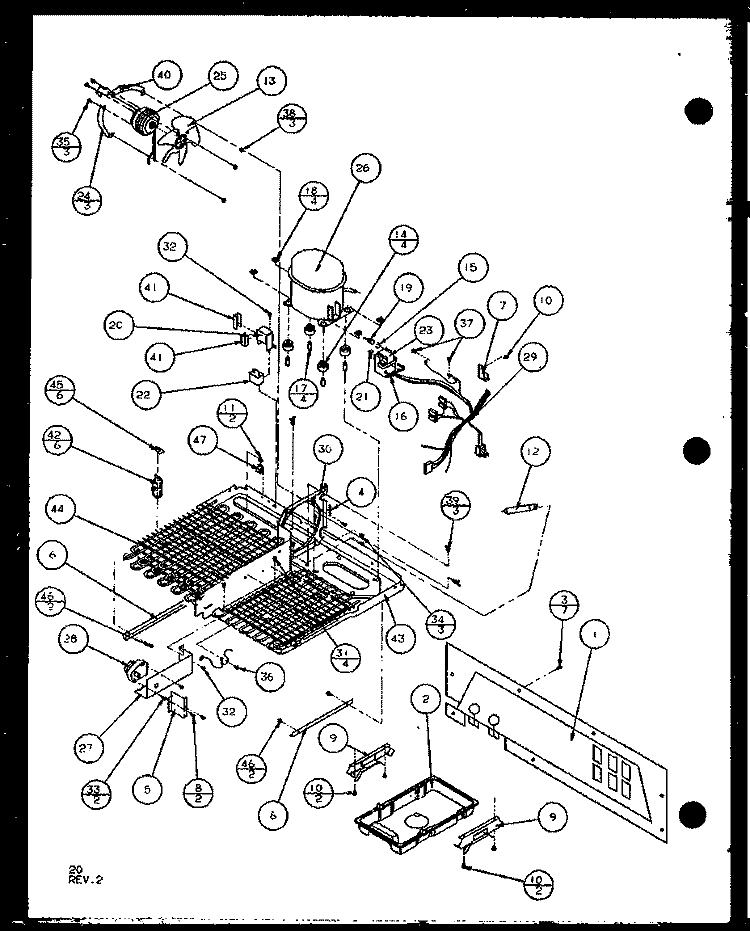 MACHINE COMPARTMENT Diagram and Parts List for SX22J P1104029W Amana Refrigerator