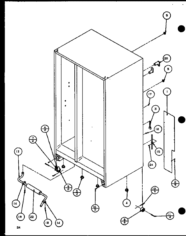 ROLLERS AND BACK UNIT Diagram and Parts List for SXI20J P7870122W Amana Refrigerator