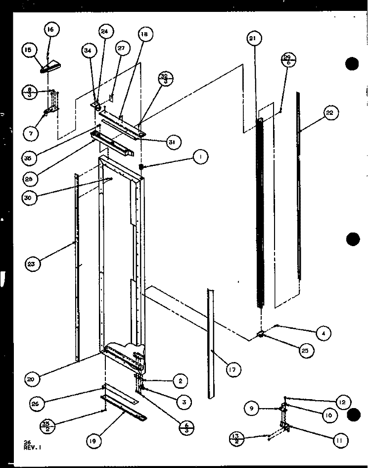 FZ DOOR Diagram and Parts List for SBI20J P7870125W Amana Refrigerator