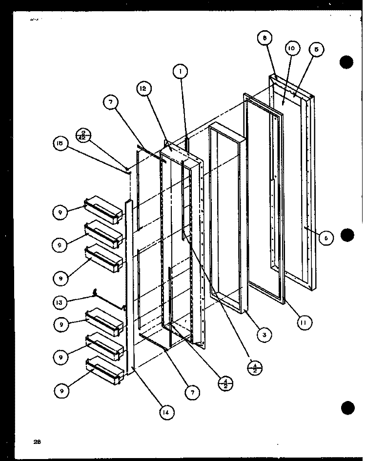FZ DOOR Diagram and Parts List for SBI20J P7870125W Amana Refrigerator