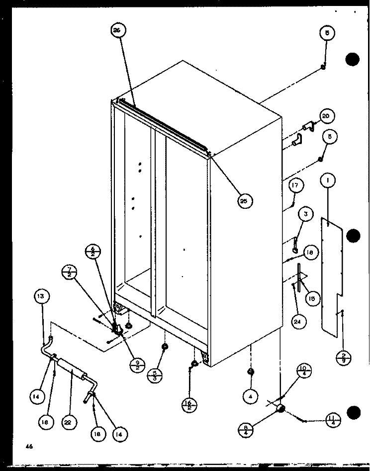 ROLLERS AND BACK UNIT Diagram and Parts List for SBI20J P7870125W Amana Refrigerator