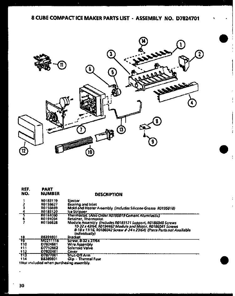 8 CUBE COMPACT ICE MAKER Diagram and Parts List for SLDE25J P7870137W Amana Refrigerator