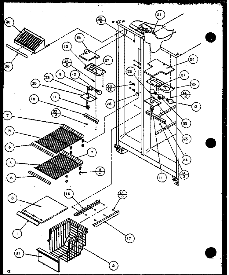 FZ SHELVING AND REF LIGHT Diagram and Parts List for SZI20K P1117801W Amana Refrigerator