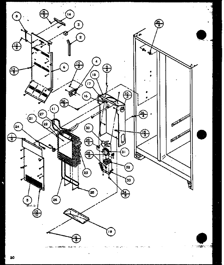 EVAP AND AIR HANDLING Diagram and Parts List for SZI20K P1117801W Amana Refrigerator