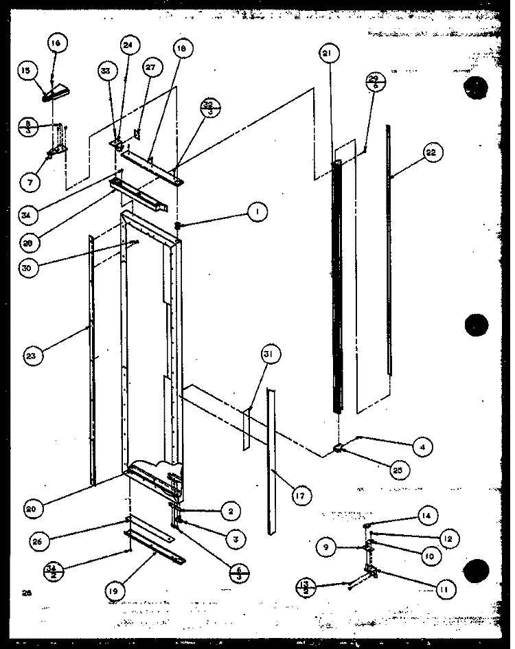FZ DOOR Diagram and Parts List for SBI20K P1117802W Amana Refrigerator
